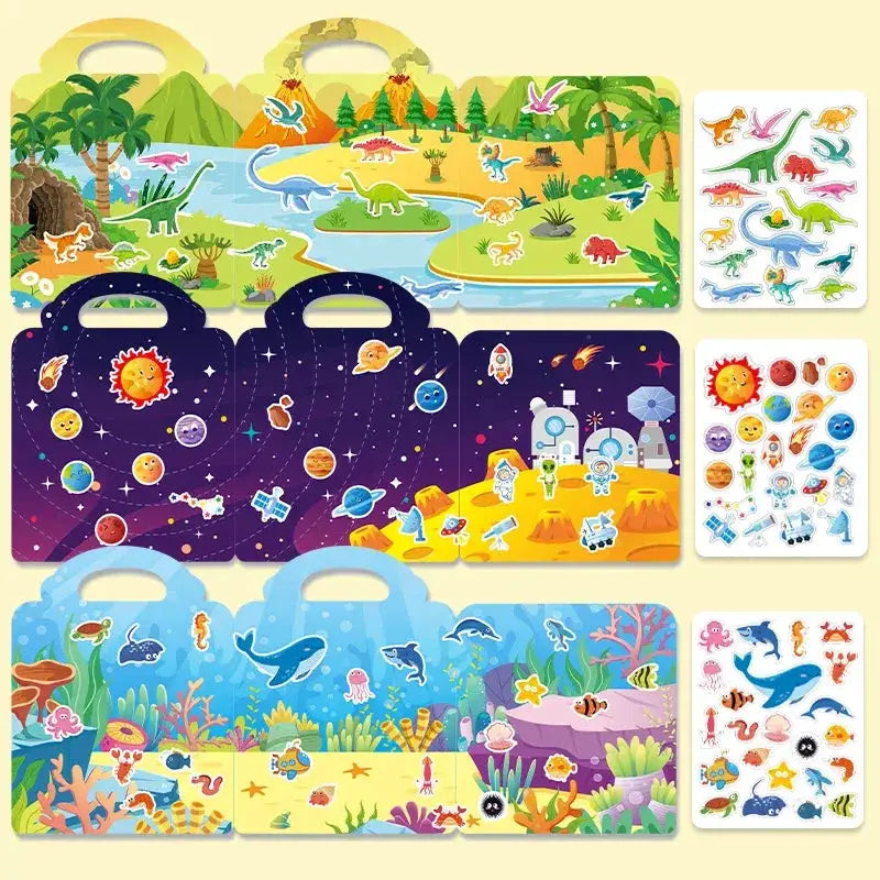 Reusable Sticker Books For Kids Ocean Animals Set Portable - ToylandEU