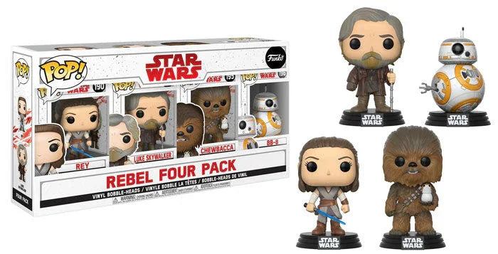 Rey (Glow in the Dark), Luke Skywalker, Chewbacca, BB-8 4-Pack - Costco Exclusive - ToylandEU