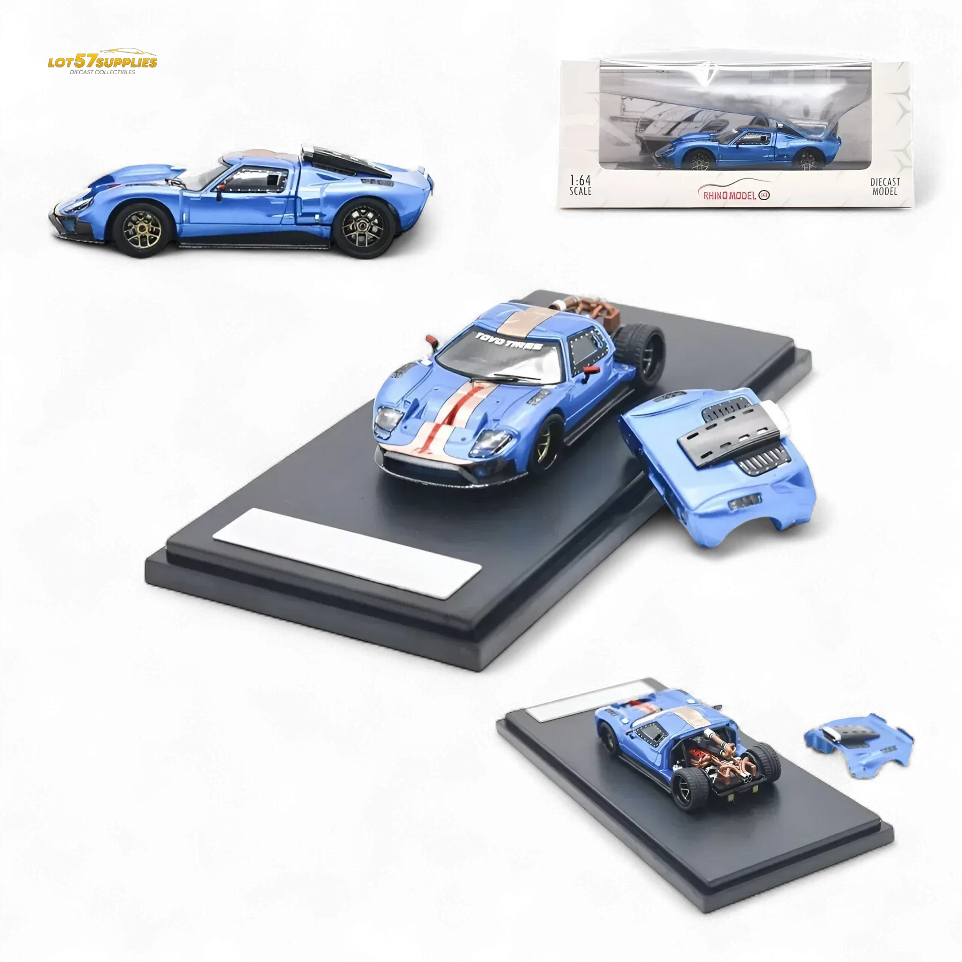Rhino Model Ford GT40 - Blue 1:64 - ToylandEU