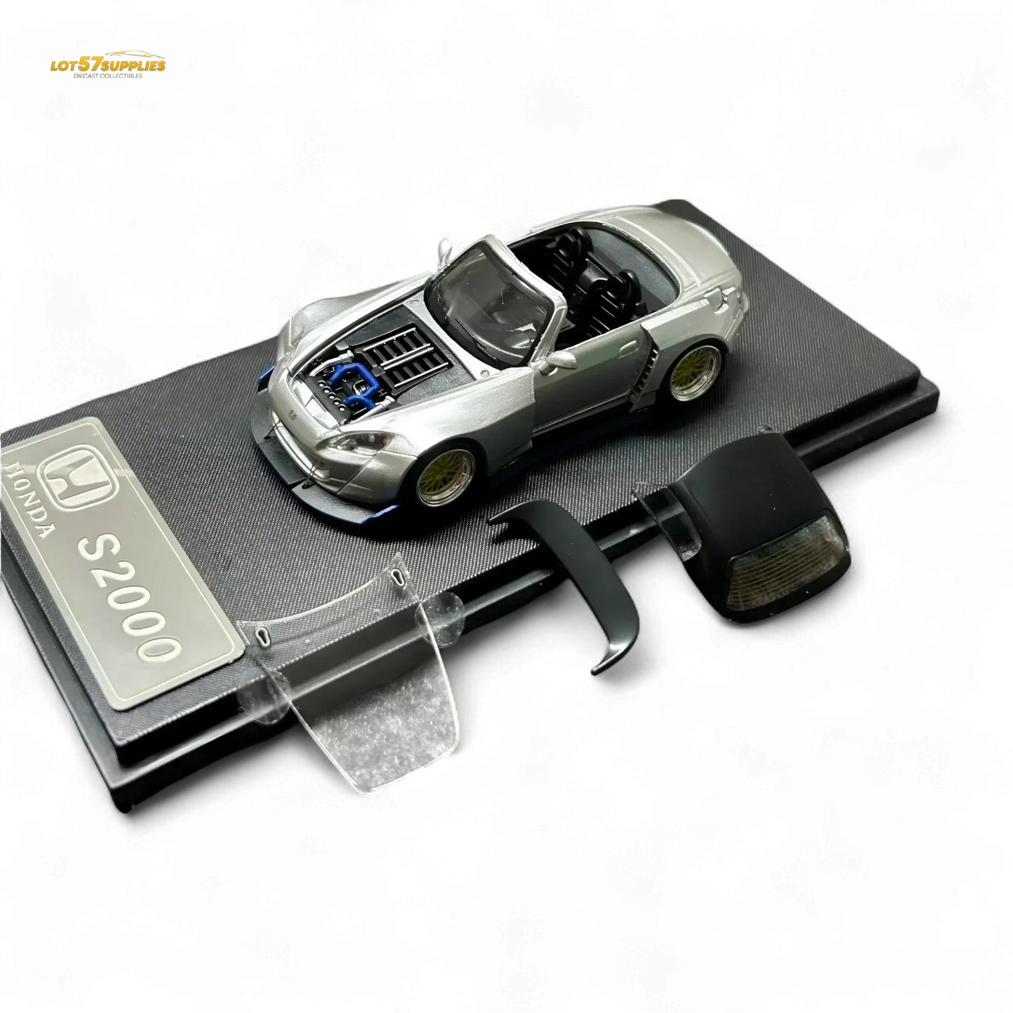 Rhino Model RM 1:64 Honda S2000 Wide-Body Roadster Silver - ToylandEU