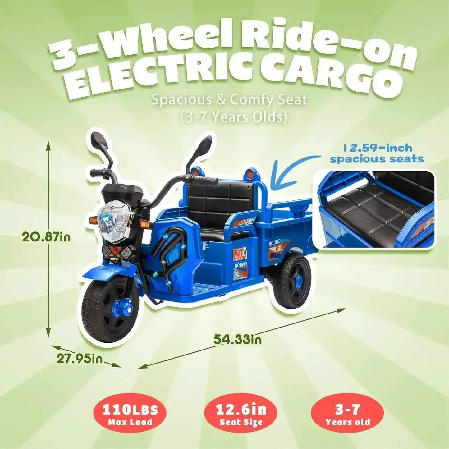  12V Kids Ride On Car With Large Cargo Storage Capacity -  ToylandEU™