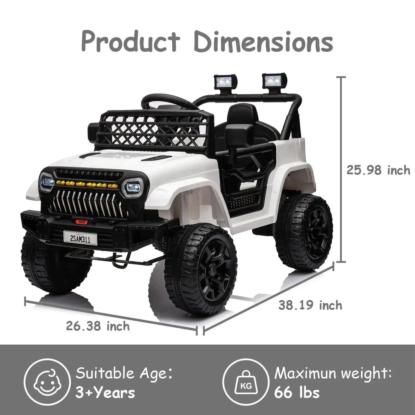  Ride On Car For Kids Remote Control Led Headlights -  ToylandEU™