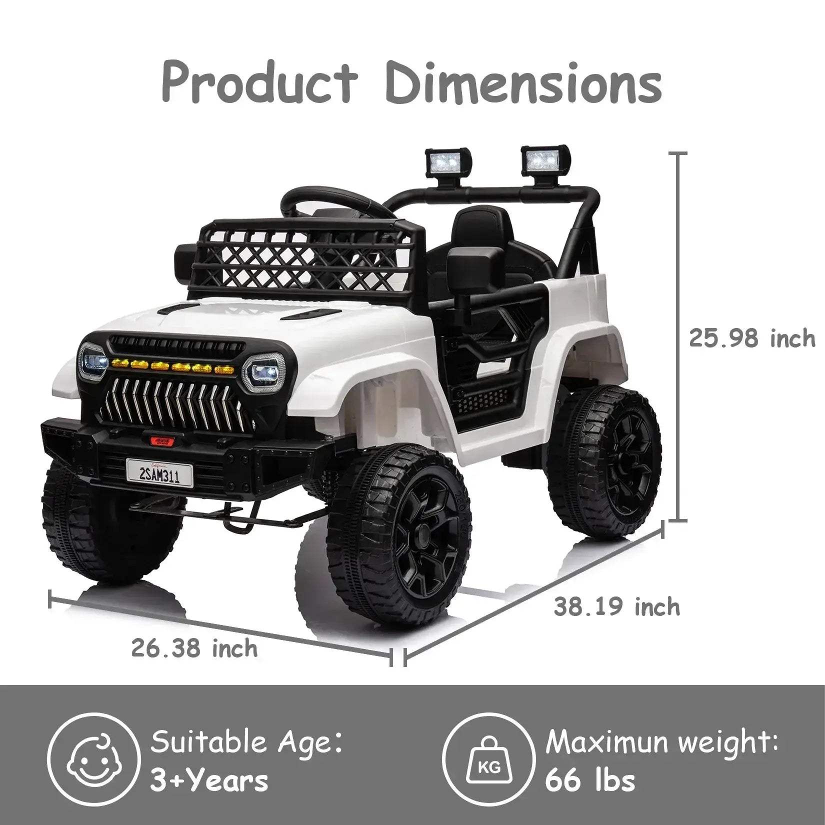  Ride On Car For Kids Remote Control Led Headlights -  ToylandEU™