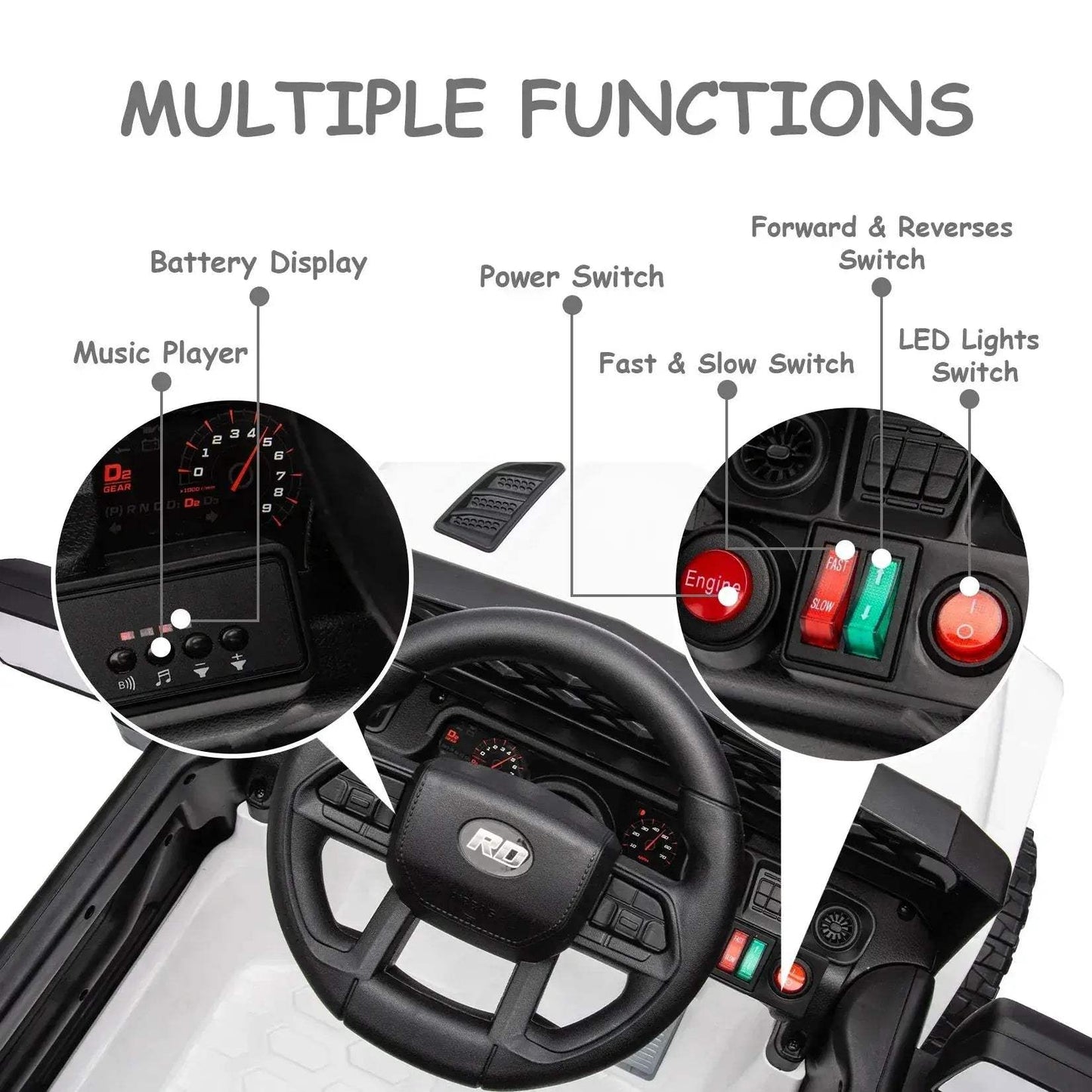  Ride On Car For Kids Remote Control Led Headlights -  ToylandEU™