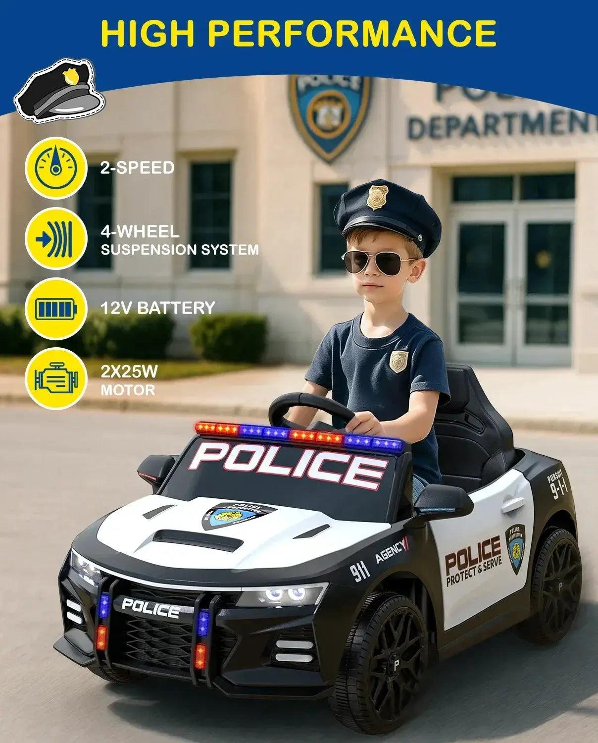  12V Kids Ride On Police Car With Remote LED Lights -  ToylandEU™