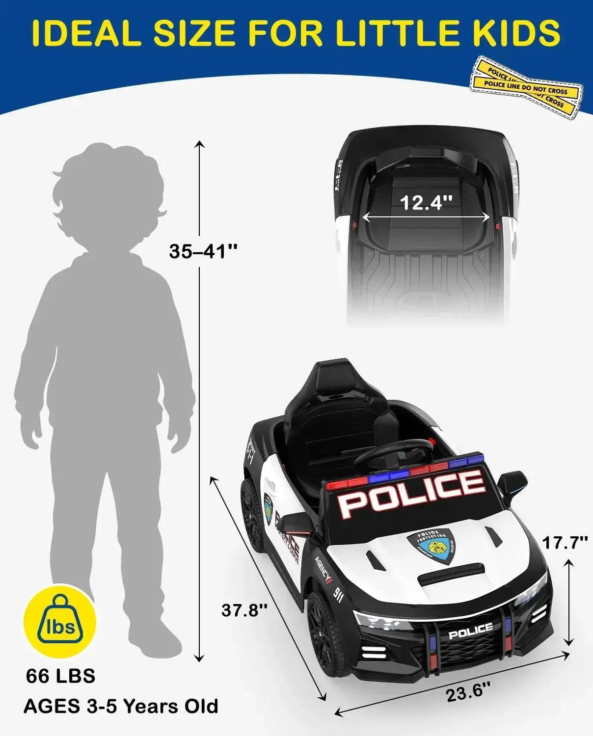  12V Kids Ride On Police Car With Remote LED Lights -  ToylandEU™