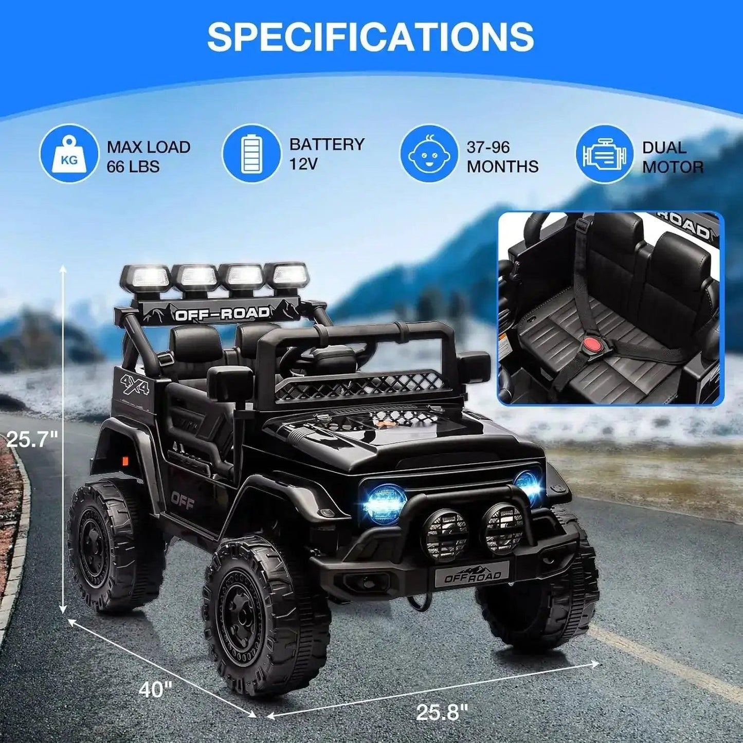  12V Kids Ride On Truck With Remote Control LED Lights -  ToylandEU™