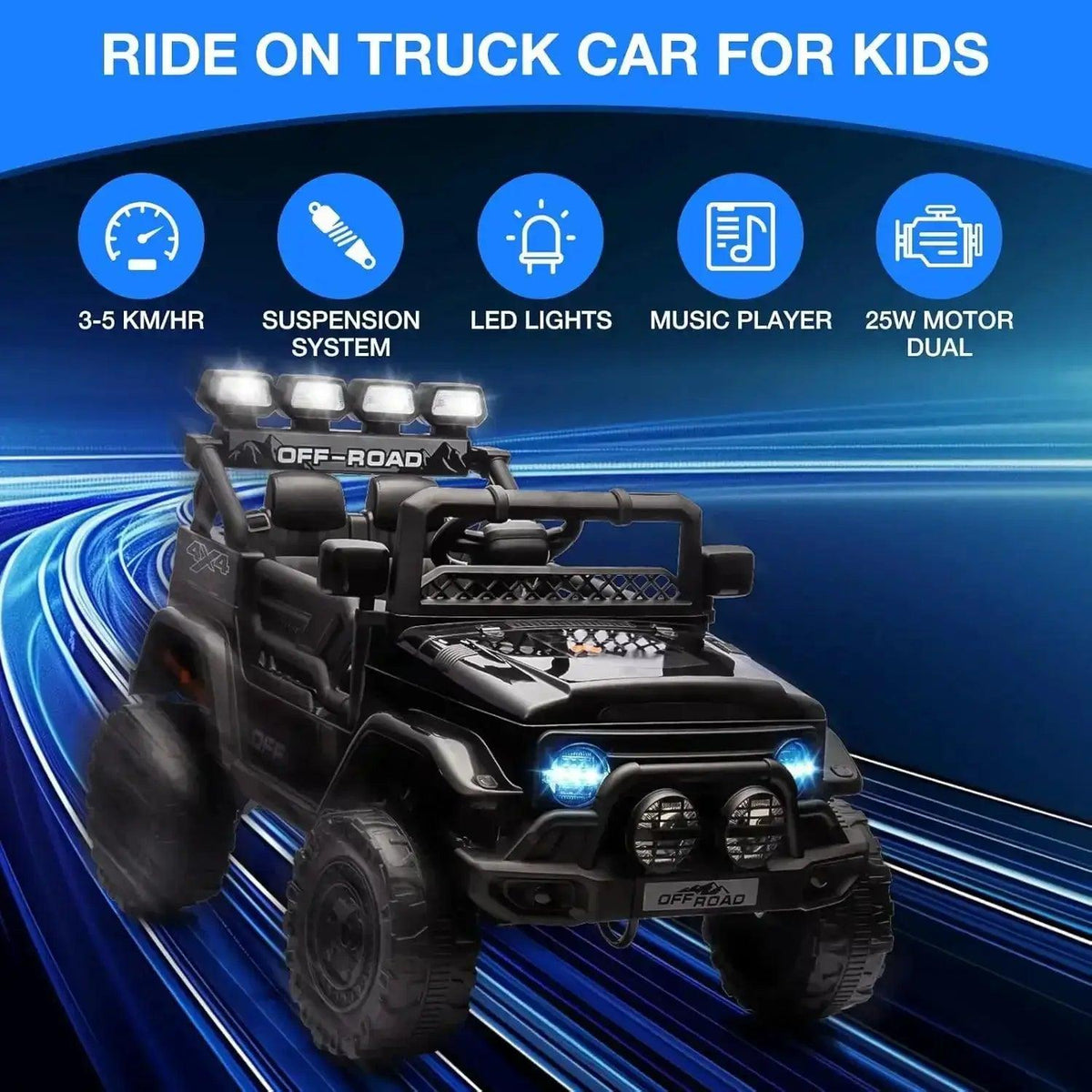  12V Kids Ride On Truck With Remote Control LED Lights -  ToylandEU™