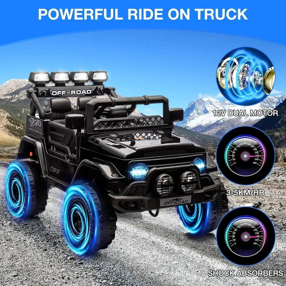 12V Kids Ride On Truck With Remote Control LED Lights -  ToylandEU™