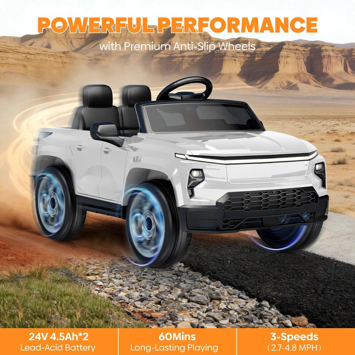 Ride On Truck | 24V 2-Seater Silverado w/ Remote | Toylandeu™