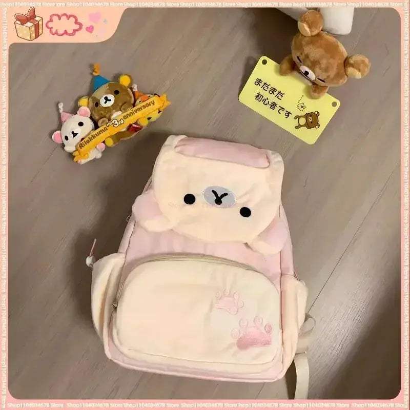 Rilakkuma Plush Backpack With Clamshell Design Large Capacity - ToylandEU