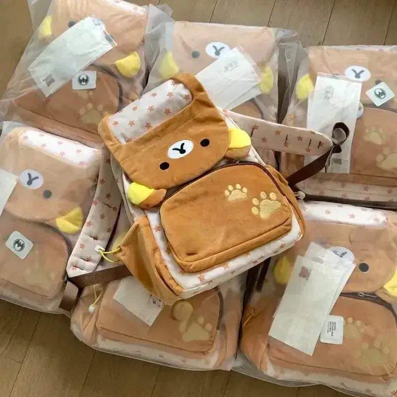 Rilakkuma Plush Backpack With Clamshell Design Large Capacity - ToylandEU