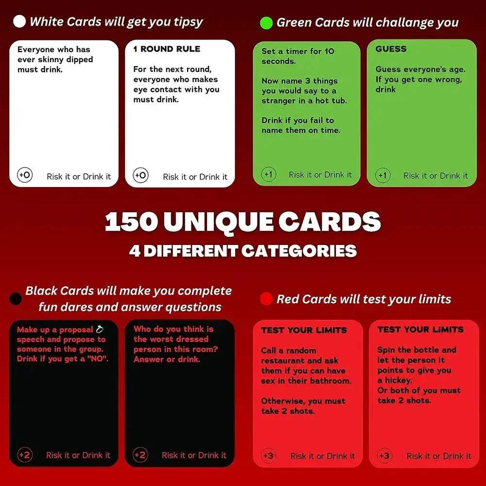 Risk It Or Drinking Card Game Party Celebration Night - ToylandEU