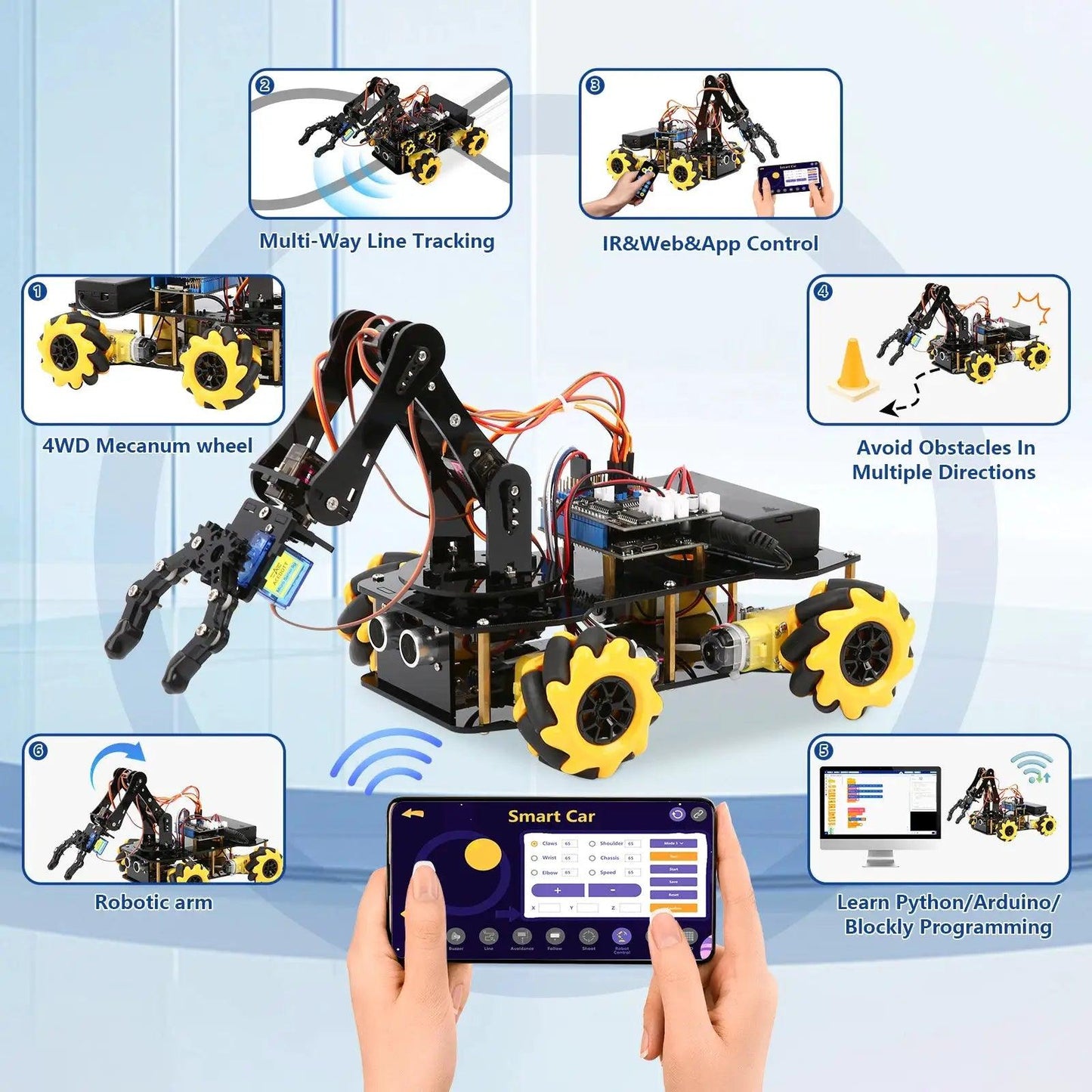  Arduino Enabled 5DOF Smart Robot Arm Kit With ESP32 -  ToylandEU™