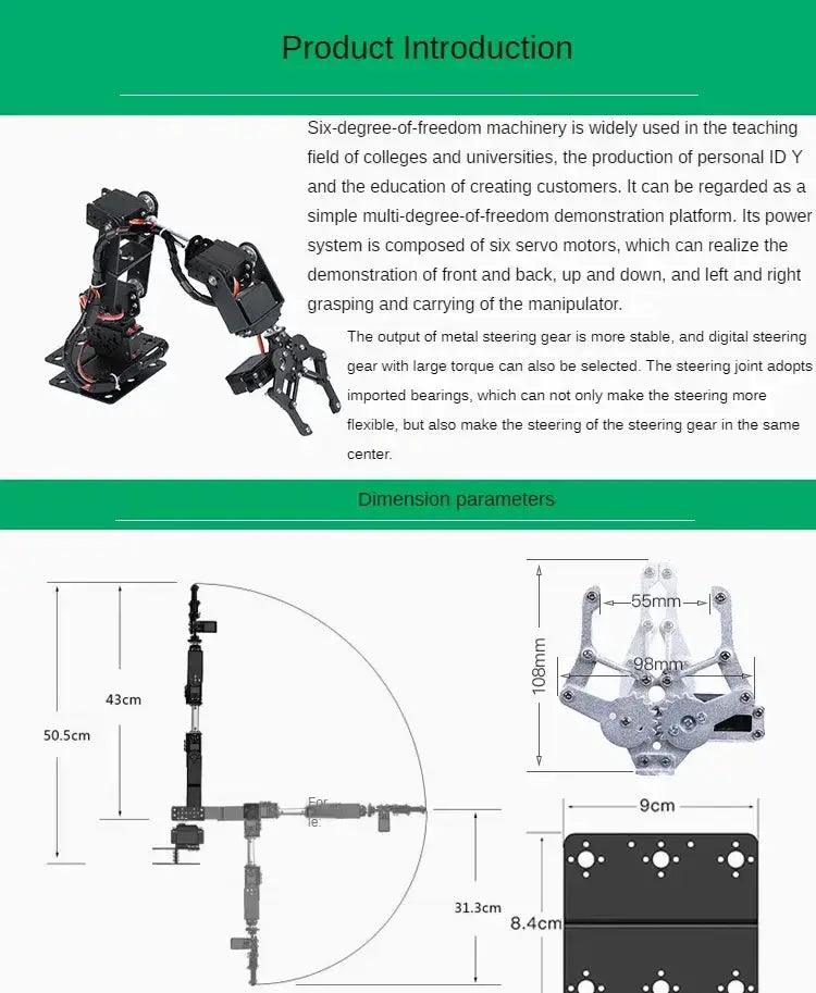  Programmable 6 DOF Robotic Arm Kit For Arduino And Pi -  ToylandEU™