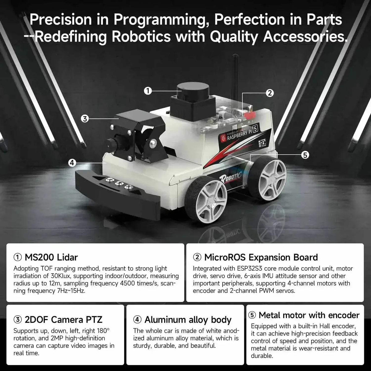  Raspberry Pi 5 Car ROS2 Educational Robot Kit with Lidar -  ToylandEU™