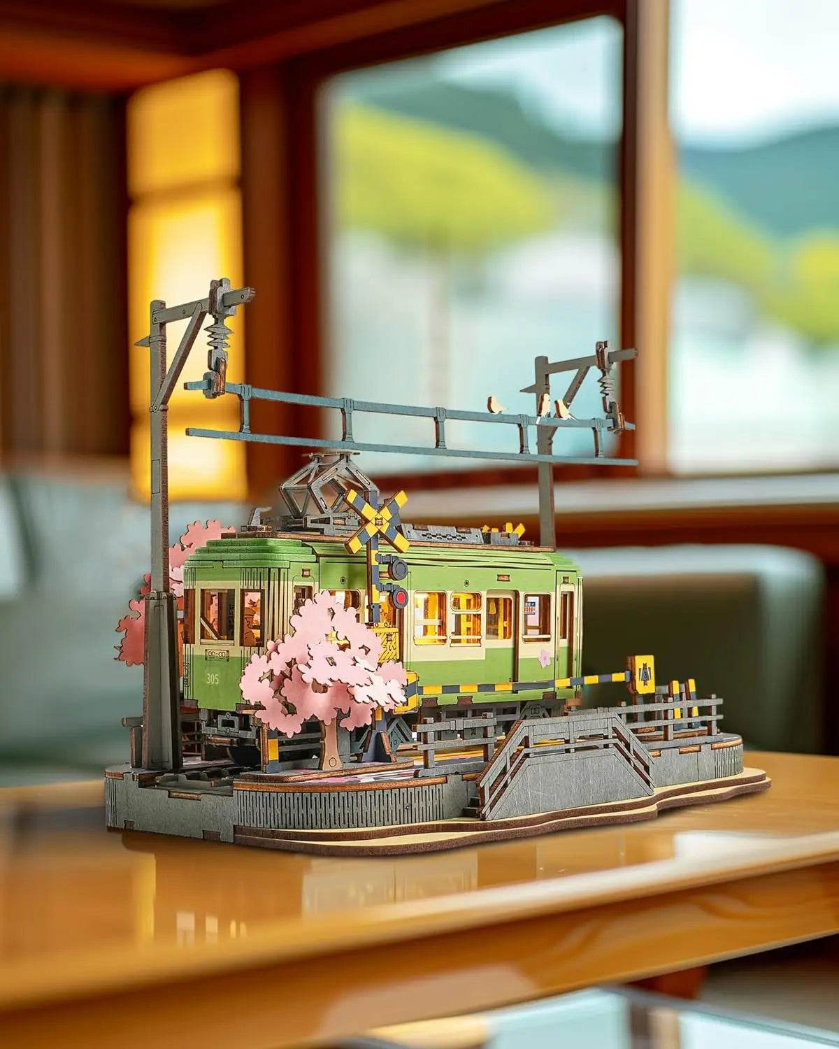 Robotime 3D Puzzles Sakura Journey Tram Toy with LED Light - ToylandEU