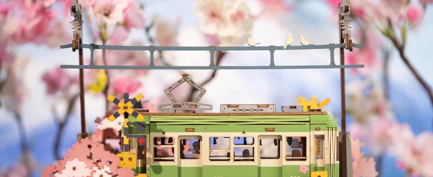 Robotime 3D Puzzles Sakura Journey Tram Toy with LED Light - ToylandEU