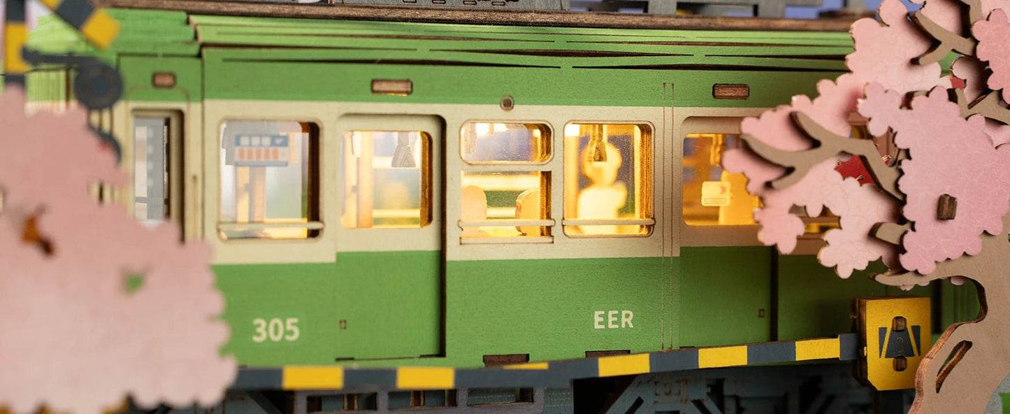 Robotime 3D Puzzles Sakura Journey Tram Toy with LED Light - ToylandEU