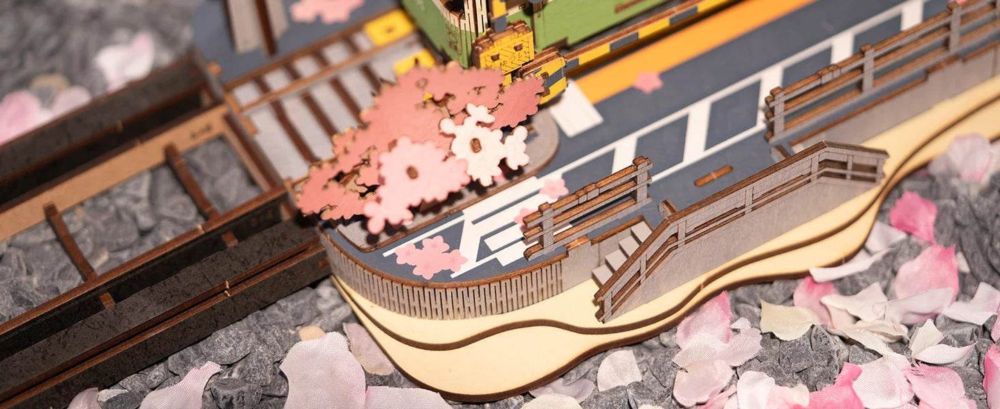 Robotime 3D Puzzles Sakura Journey Tram Toy with LED Light - ToylandEU