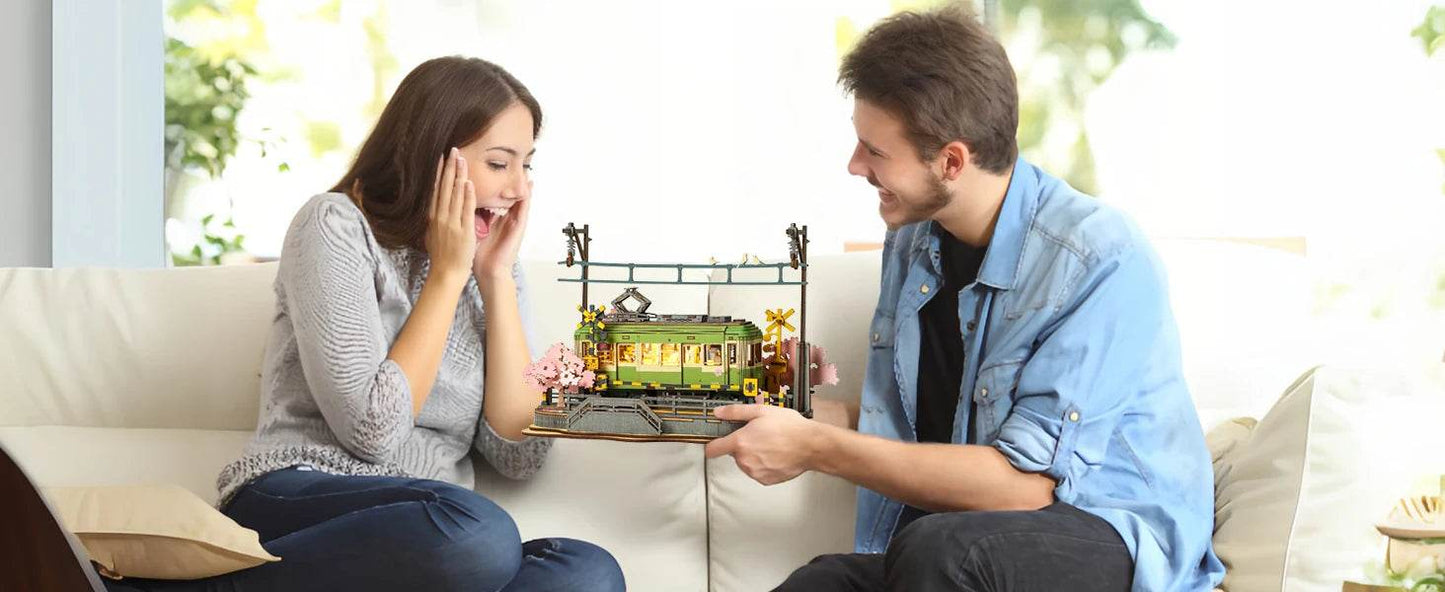 Robotime 3D Puzzles Sakura Journey Tram Toy with LED Light - ToylandEU