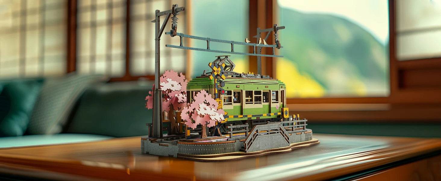 Robotime 3D Puzzles Sakura Journey Tram Toy with LED Light - ToylandEU