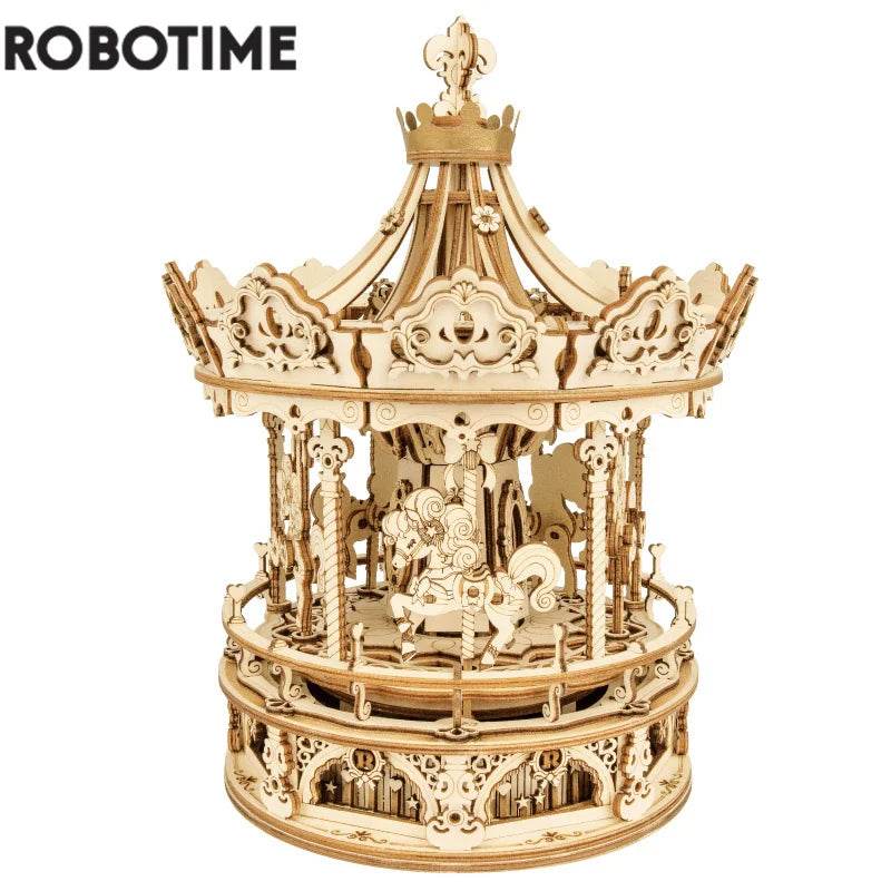 Robotime 3D Wooden Puzzle 336pcs Rotatable DIY Carousel Toy 3D Puzzle - ToylandEU