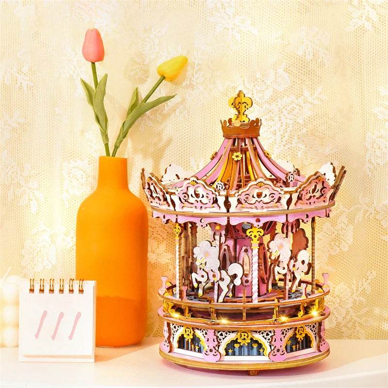 Robotime 3D Wooden Puzzle 336pcs Rotatable DIY Carousel Toy 3D Puzzle - ToylandEU