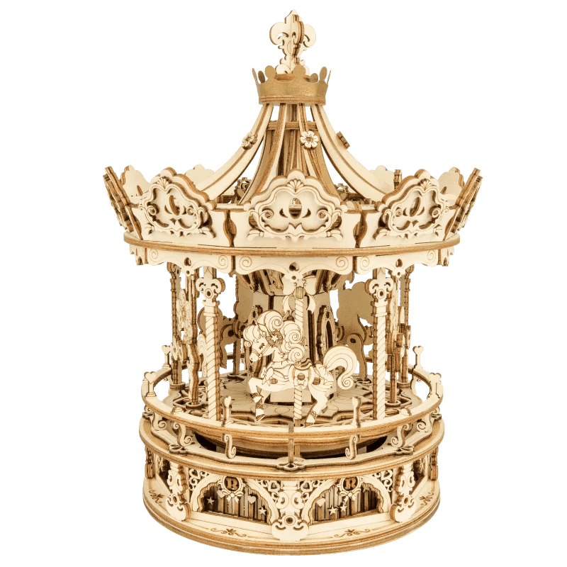 Robotime 3D Wooden Puzzle 336pcs Rotatable DIY Carousel Toy 3D Puzzle - ToylandEU