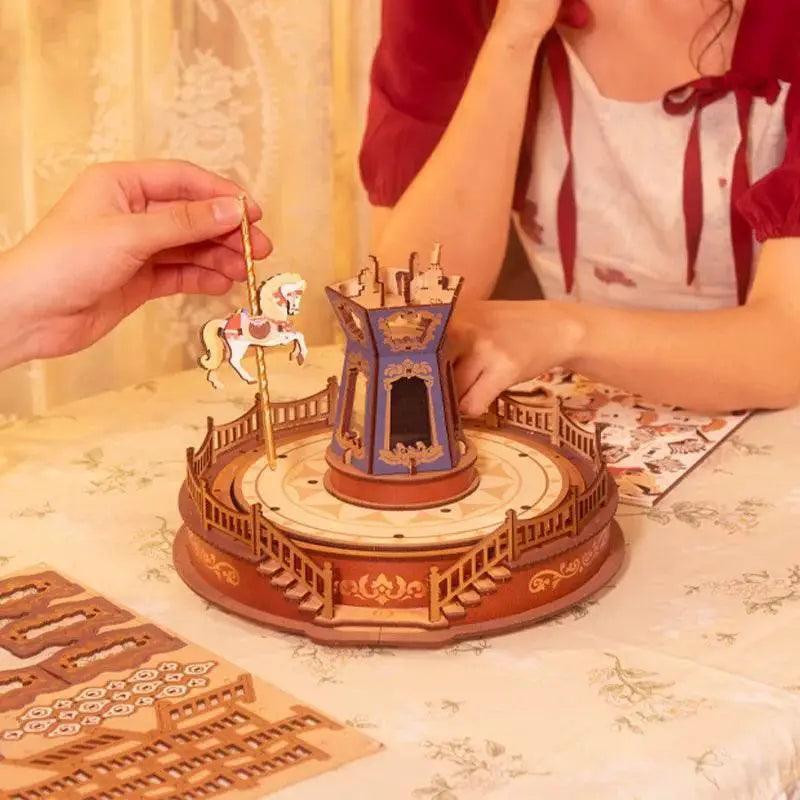  Robotime 3D Wooden Puzzle Carousel Music Box With LED Lights -  ToylandEU™