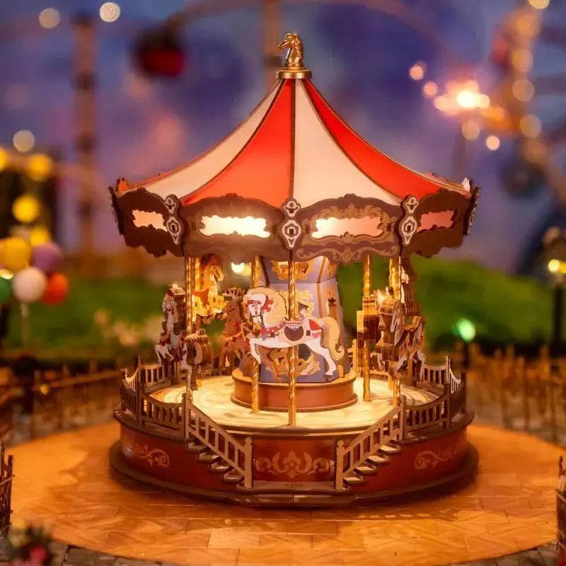  Robotime 3D Wooden Puzzle Carousel Music Box With LED Lights -  ToylandEU™