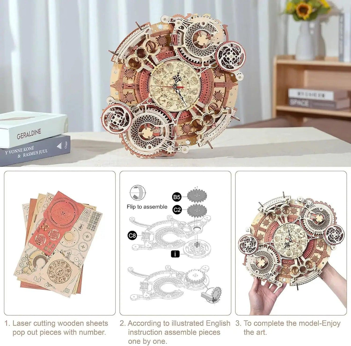  Robotime 3D Wooden Puzzle Wall Clock Kit Educational -  ToylandEU™
