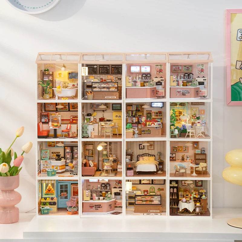 Robotime DIY Miniature Dollhouse Kit with Accessories Model Supply Store Kit with LED to Build Decent Birthday Gift 3D Puzzle - ToylandEU