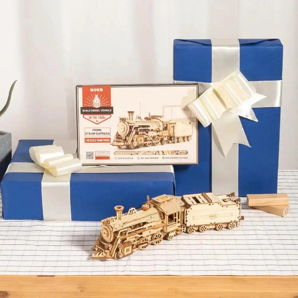  Robotime Movable Wooden Model Kit Steam Train Puzzle -  ToylandEU™