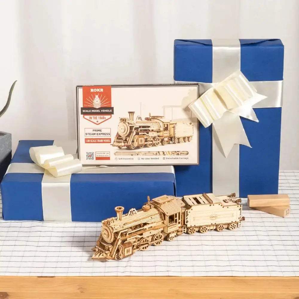  Robotime Movable Wooden Model Kit Steam Train Puzzle -  ToylandEU™