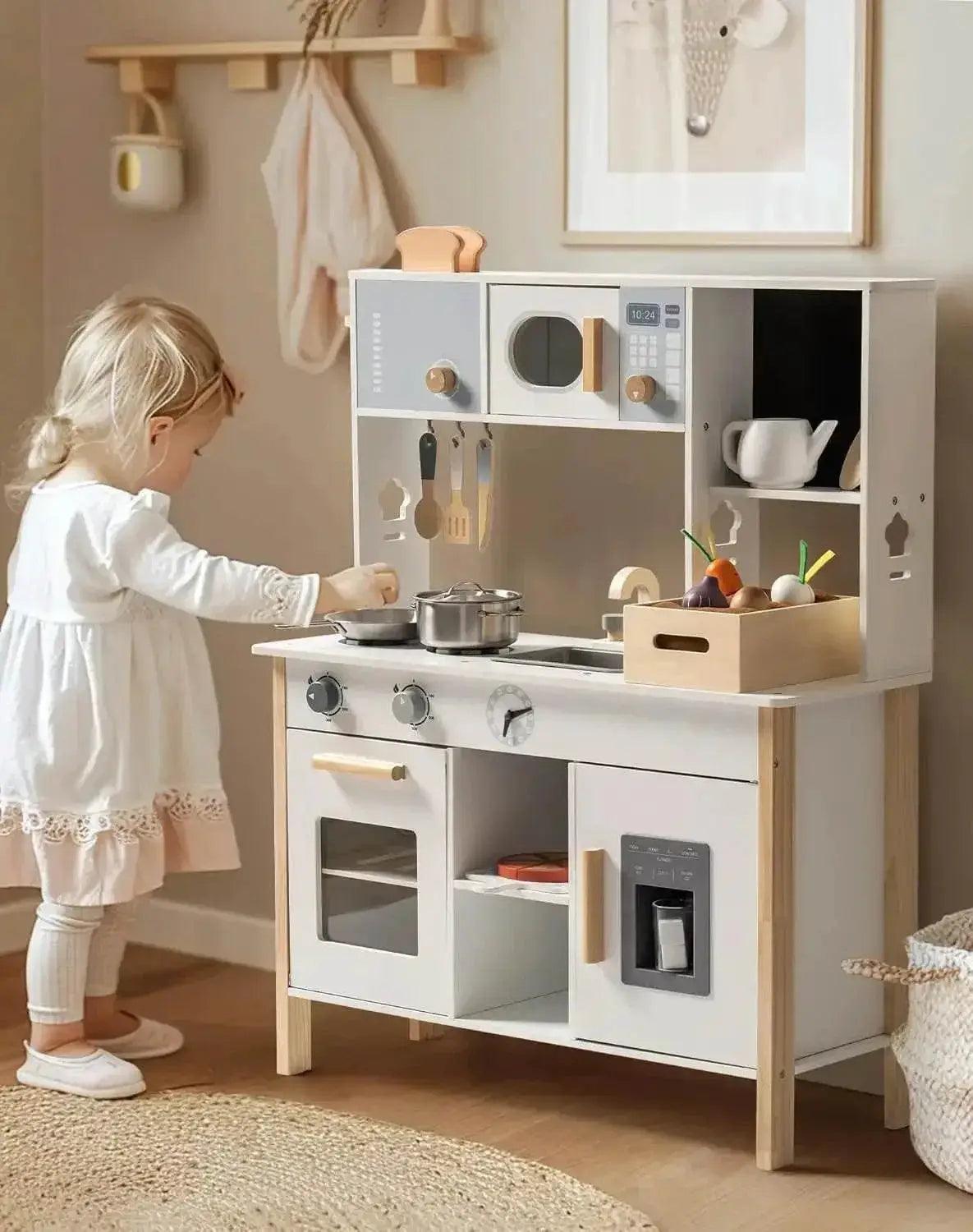  Robotime Play Kitchen Wooden Kids Playset with Food Set -  ToylandEU™