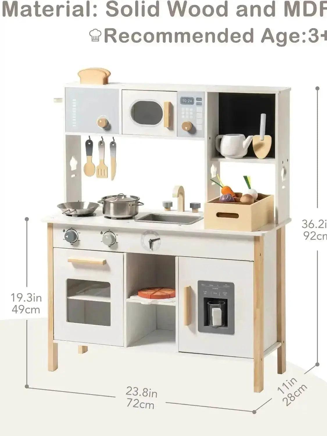  Robotime Play Kitchen Wooden Kids Playset with Food Set -  ToylandEU™