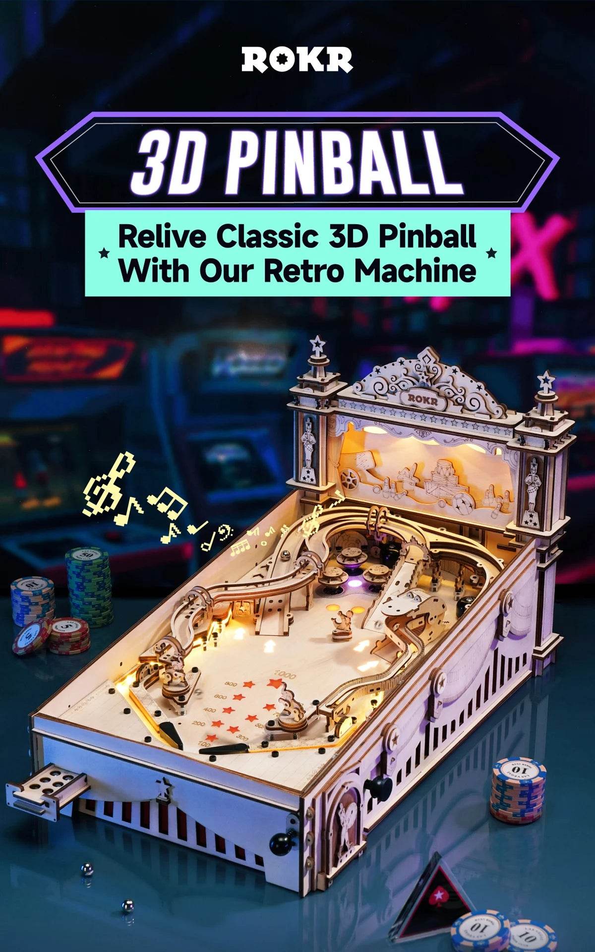 Robotime ROKR 3D Pinball for Kid Adults Family Fun Game 3D Puzzle - ToylandEU