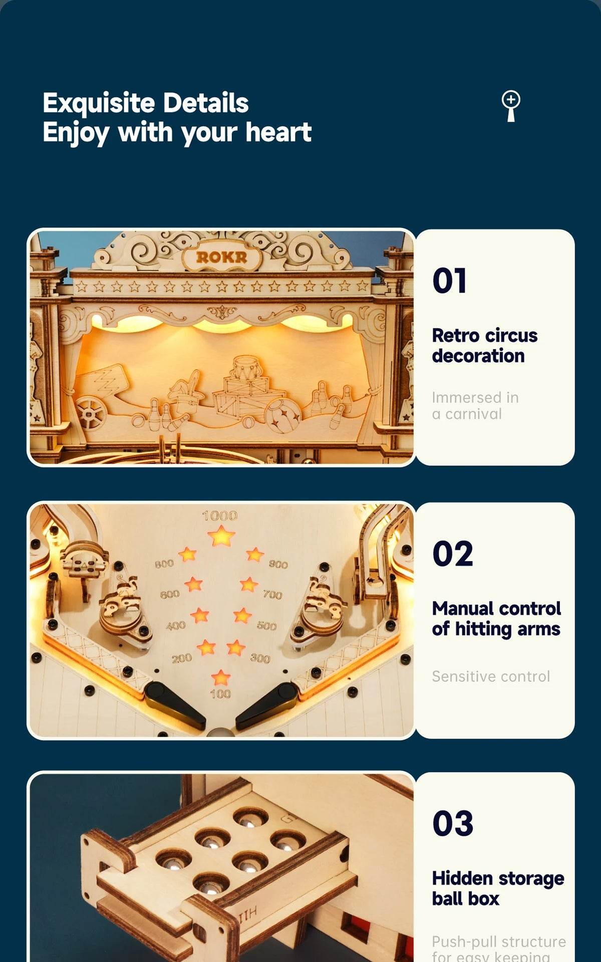 Robotime ROKR 3D Pinball for Kid Adults Family Fun Game 3D Puzzle - ToylandEU