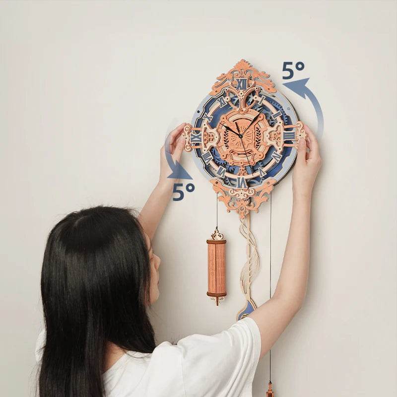 Robotime ROKR 3D Wooden Puzzle Time Art Romantic Notes Wall Clock Model Toys for Kids LC701 3D Puzzle - ToylandEU