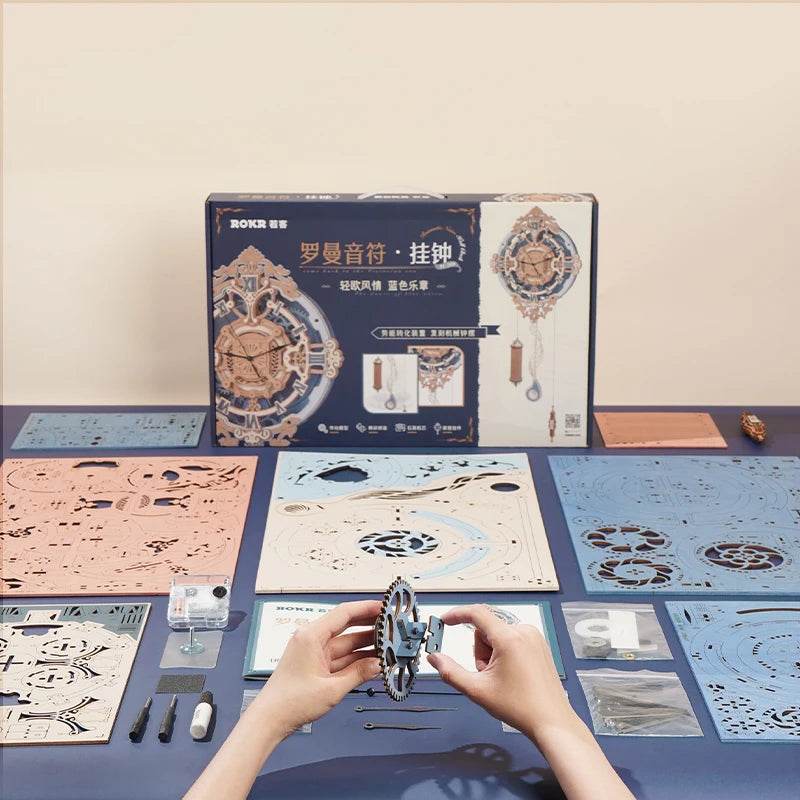 Robotime ROKR 3D Wooden Puzzle Time Art Romantic Notes Wall Clock Model Toys for Kids LC701 3D Puzzle - ToylandEU