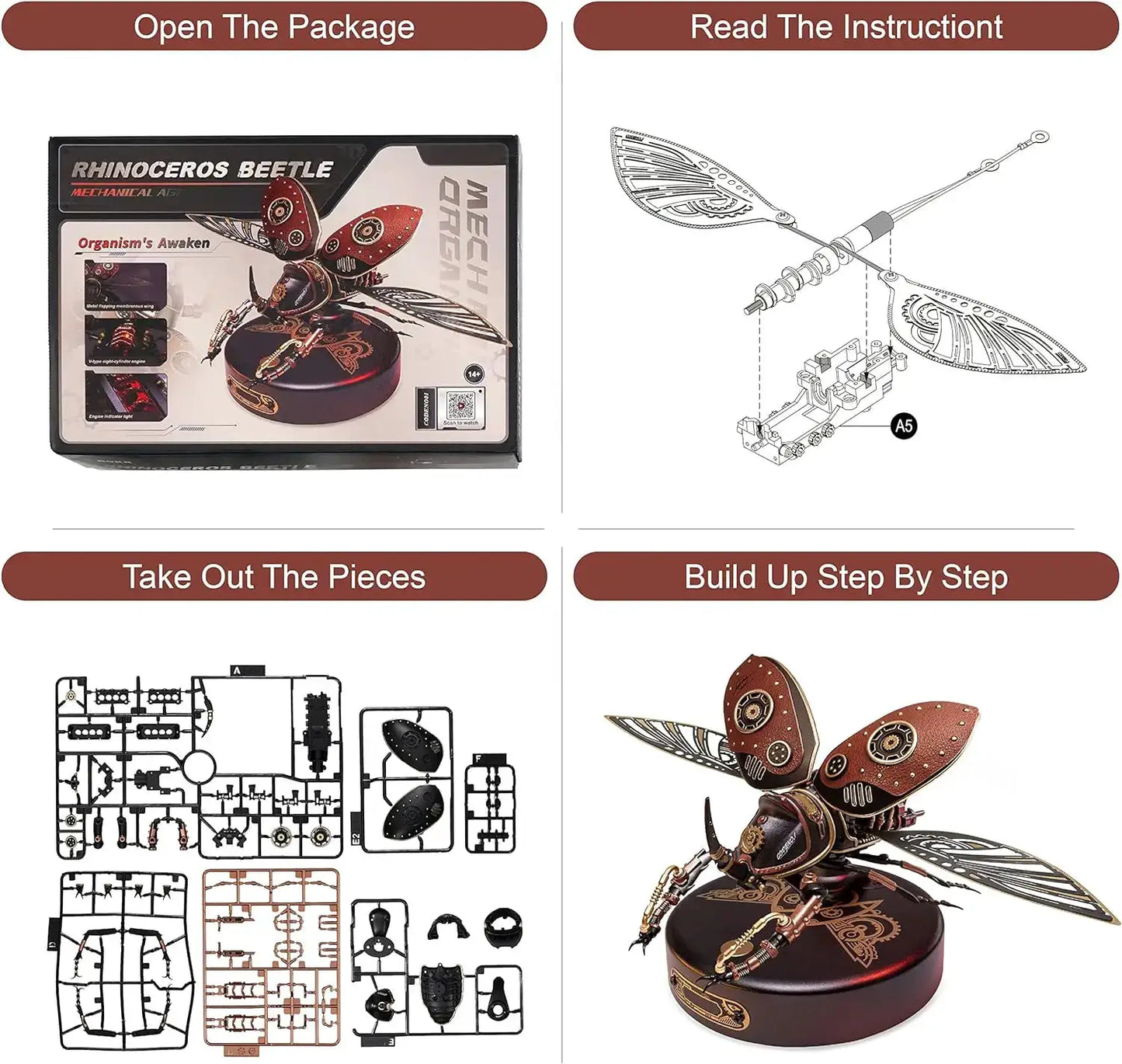 Robotime Rhinoceros Beetle 3D Model Kit Easy Assembly - ToylandEU