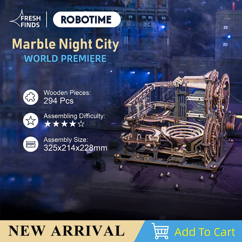 Robotime Rokr Marble Night City DIY Wooden Model Building Kit with 294 Pieces