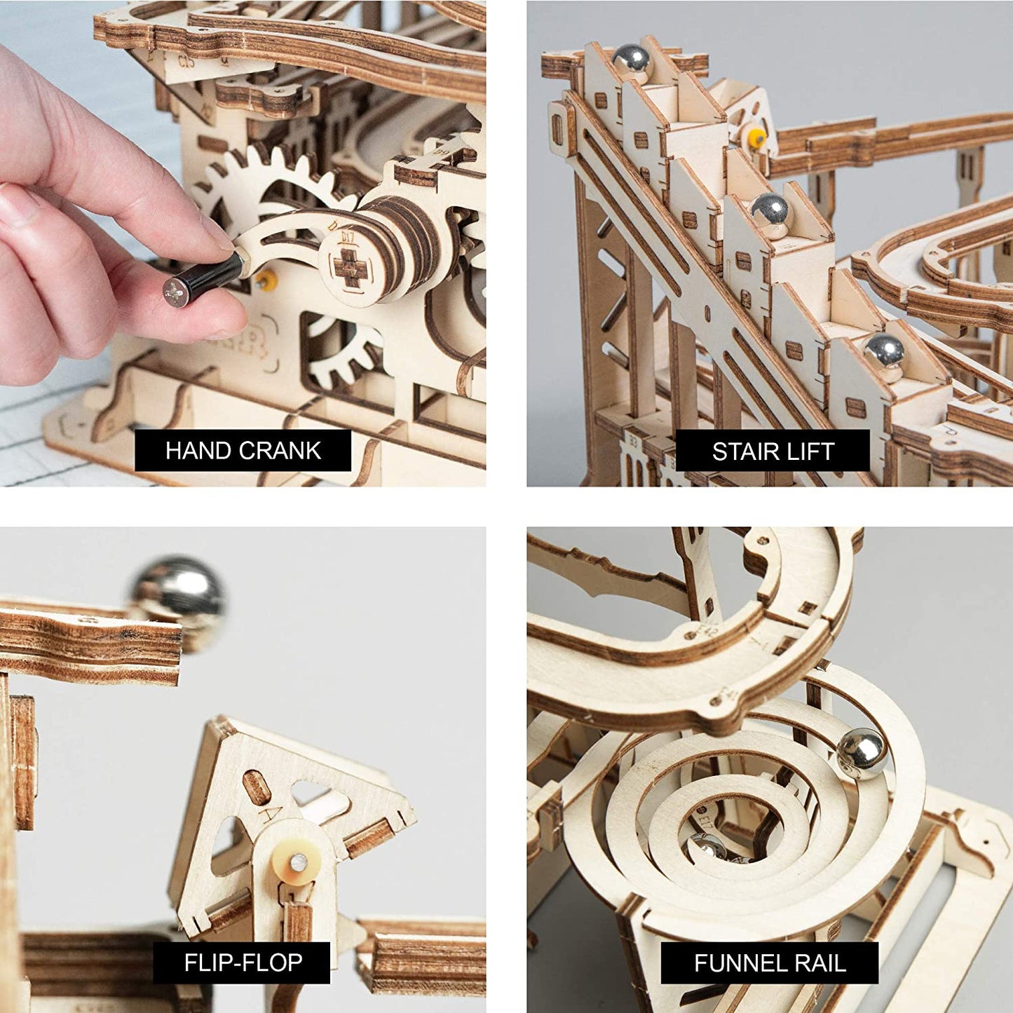 DIY Wooden Marble Run with Waterwheel Model Building Kit by Robotime Rokr - 238pcs - ToylandEU