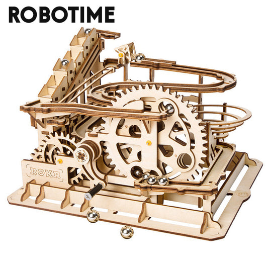 DIY Wooden Marble Run with Waterwheel Model Building Kit by Robotime Rokr - 238pcs