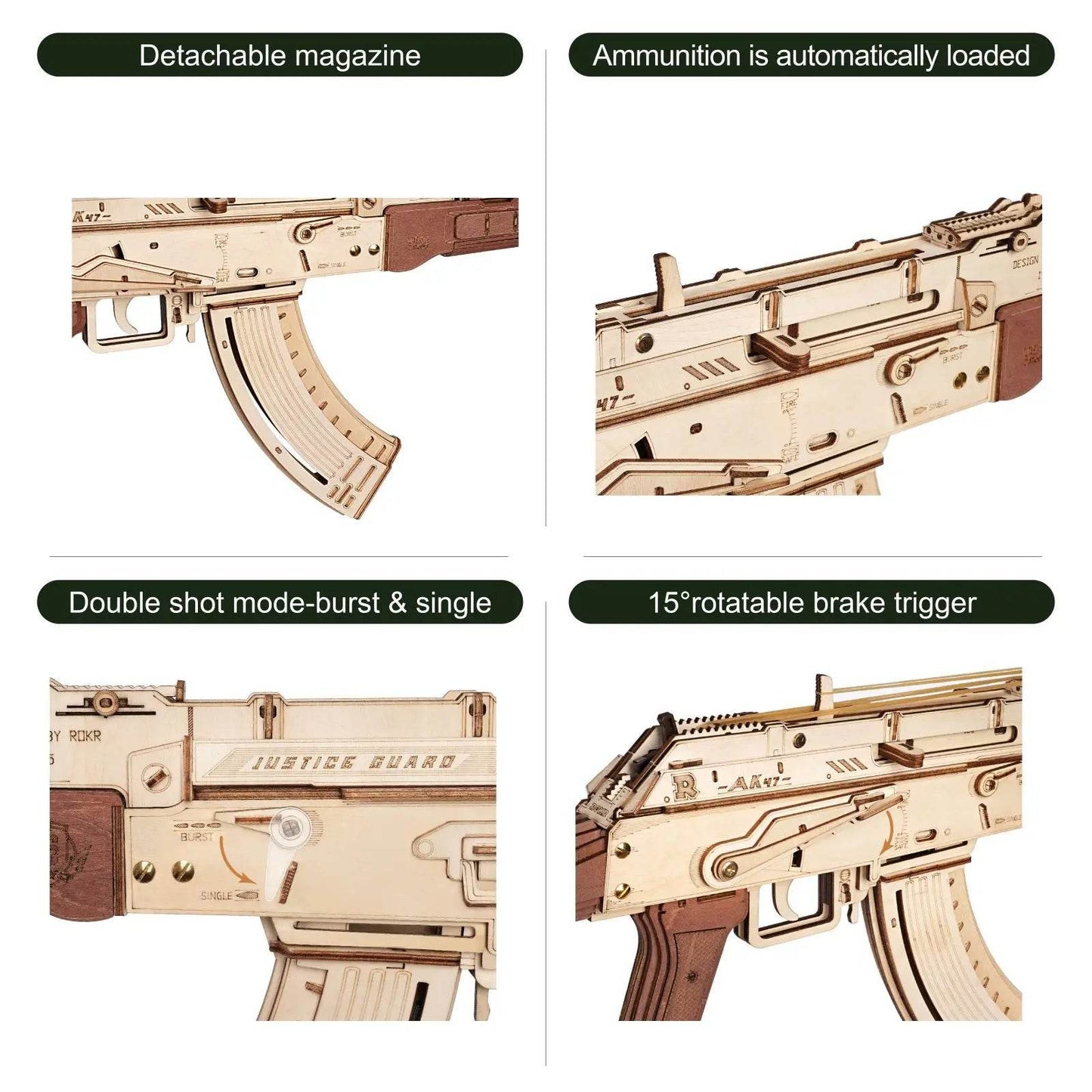 Robotime Rokr Automatic Rifle AK-47 Gun Blocks Model Kit 3D Puzzle - ToylandEU