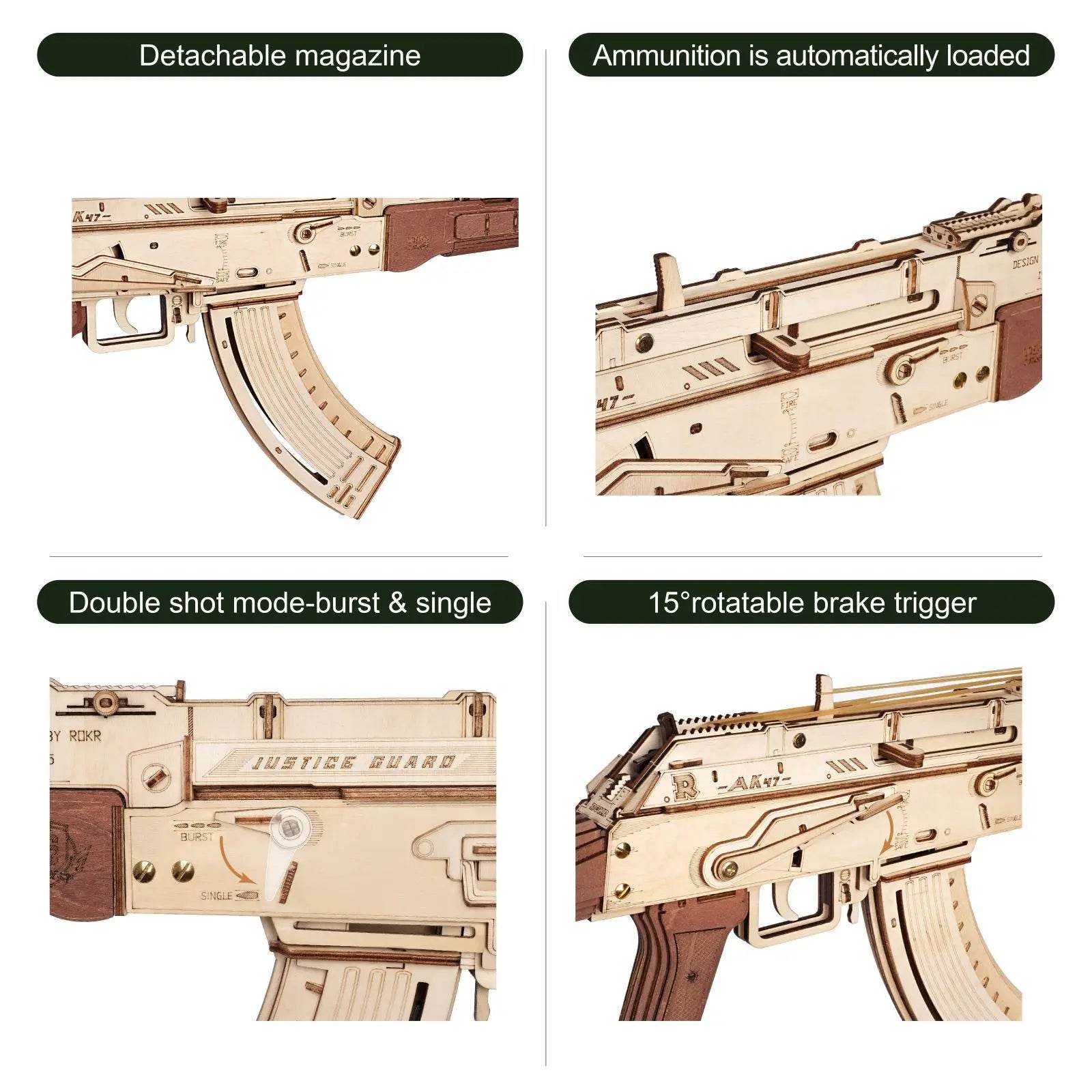 Robotime Rokr Automatic Rifle AK-47 Gun Blocks Model Kit 3D Puzzle - ToylandEU