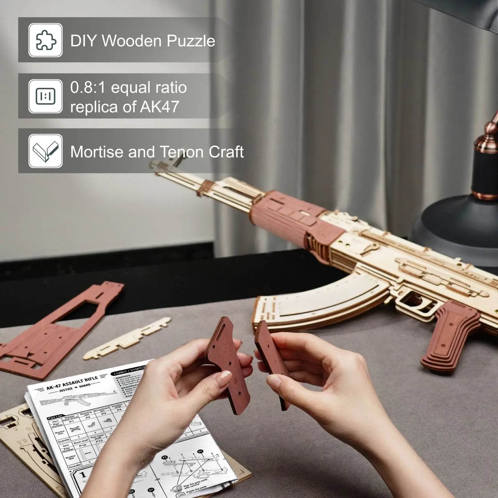 Robotime Rokr Automatic Rifle AK-47 Gun Blocks Model Kit 3D Puzzle - ToylandEU