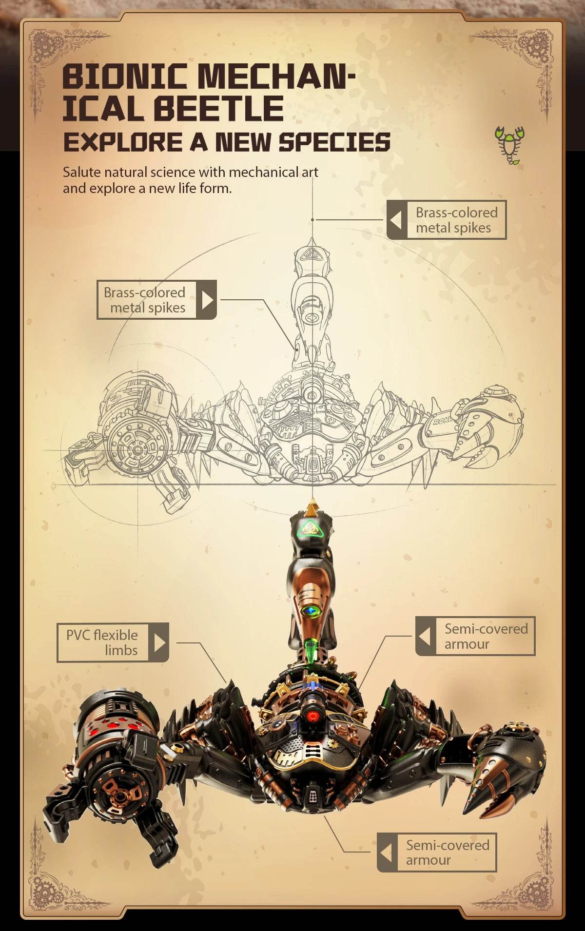 Robotime Rokr Emperor Scorpion 3D Puzzle with Motor & Light 3D Puzzle - ToylandEU