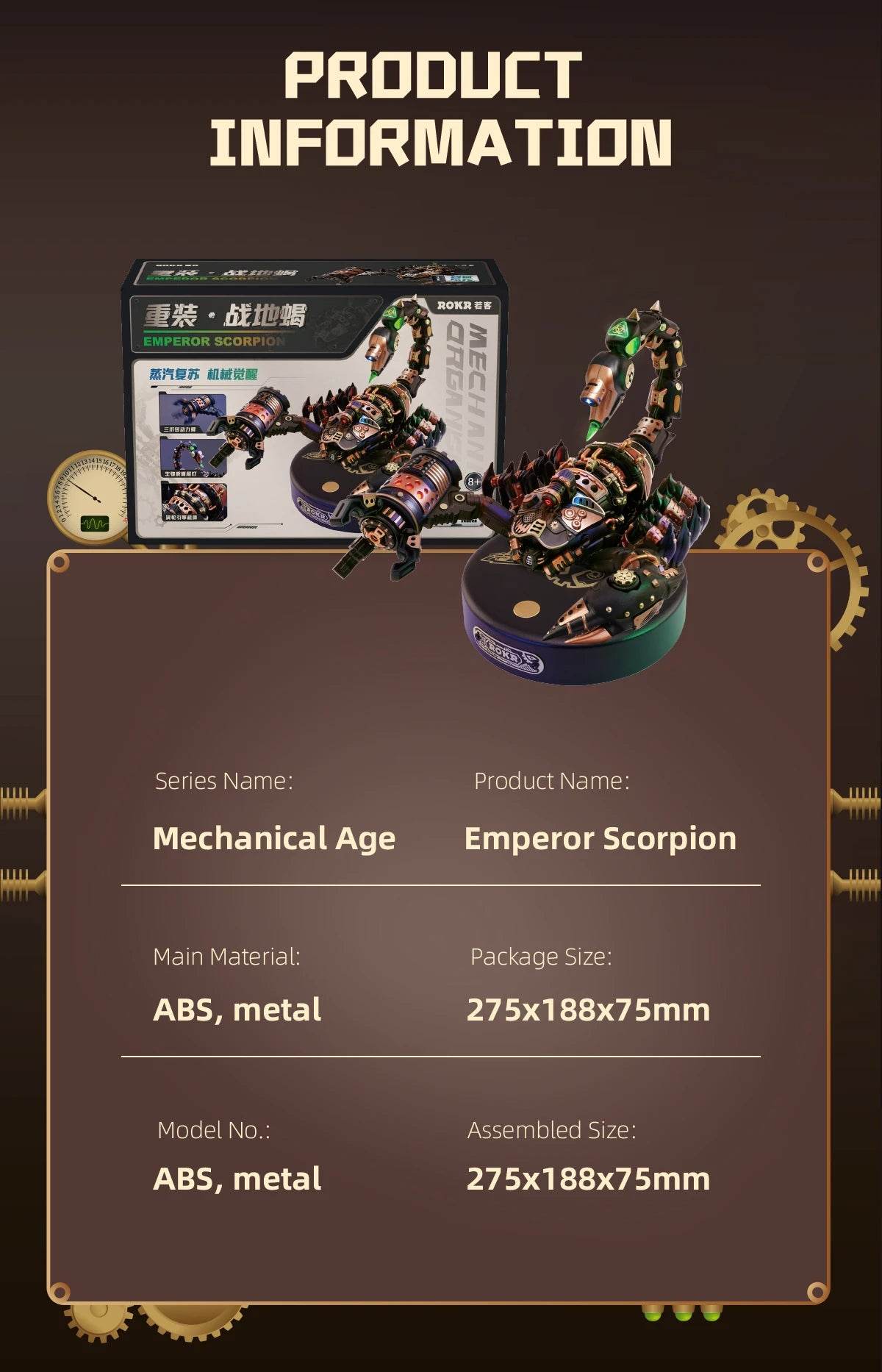 Robotime Rokr Emperor Scorpion 3D Puzzle with Motor & Light 3D Puzzle - ToylandEU